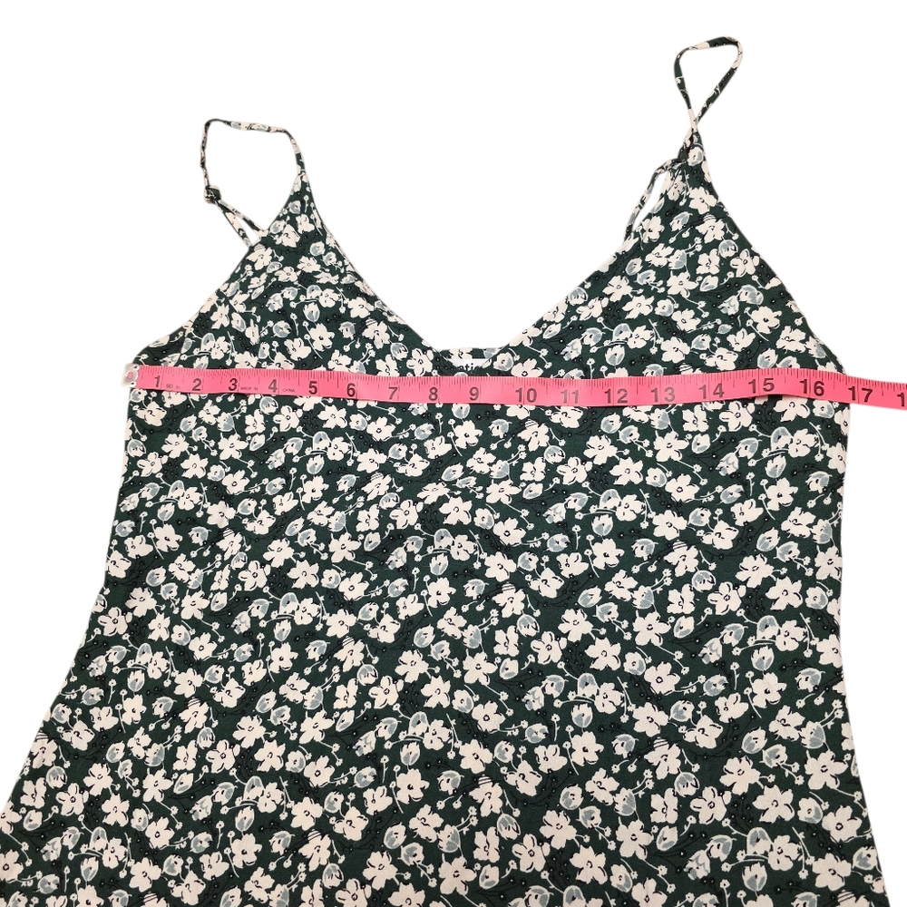 Reformation Floral Green Spaghetti Strap Dress Very Slim Fit L - Picture 10 of 14